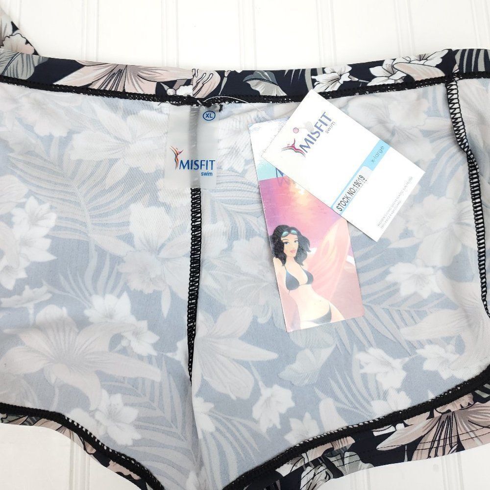 Misfit Retro Floral Cut Out Zipped Rashguard Set G-0191.92 - Picture 14 of 15